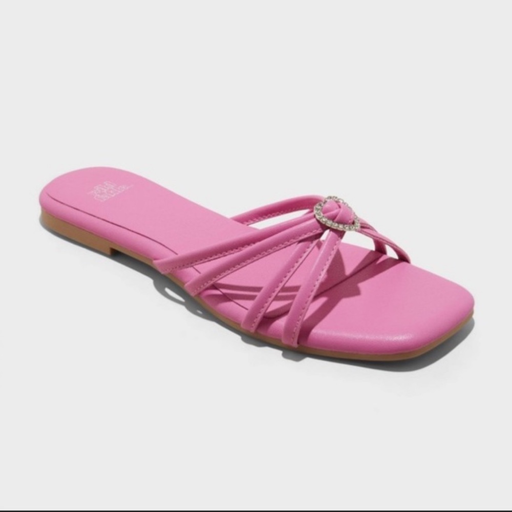 NWOT Wild Fable Magenta Strappy Square-Toe Slide Sandals